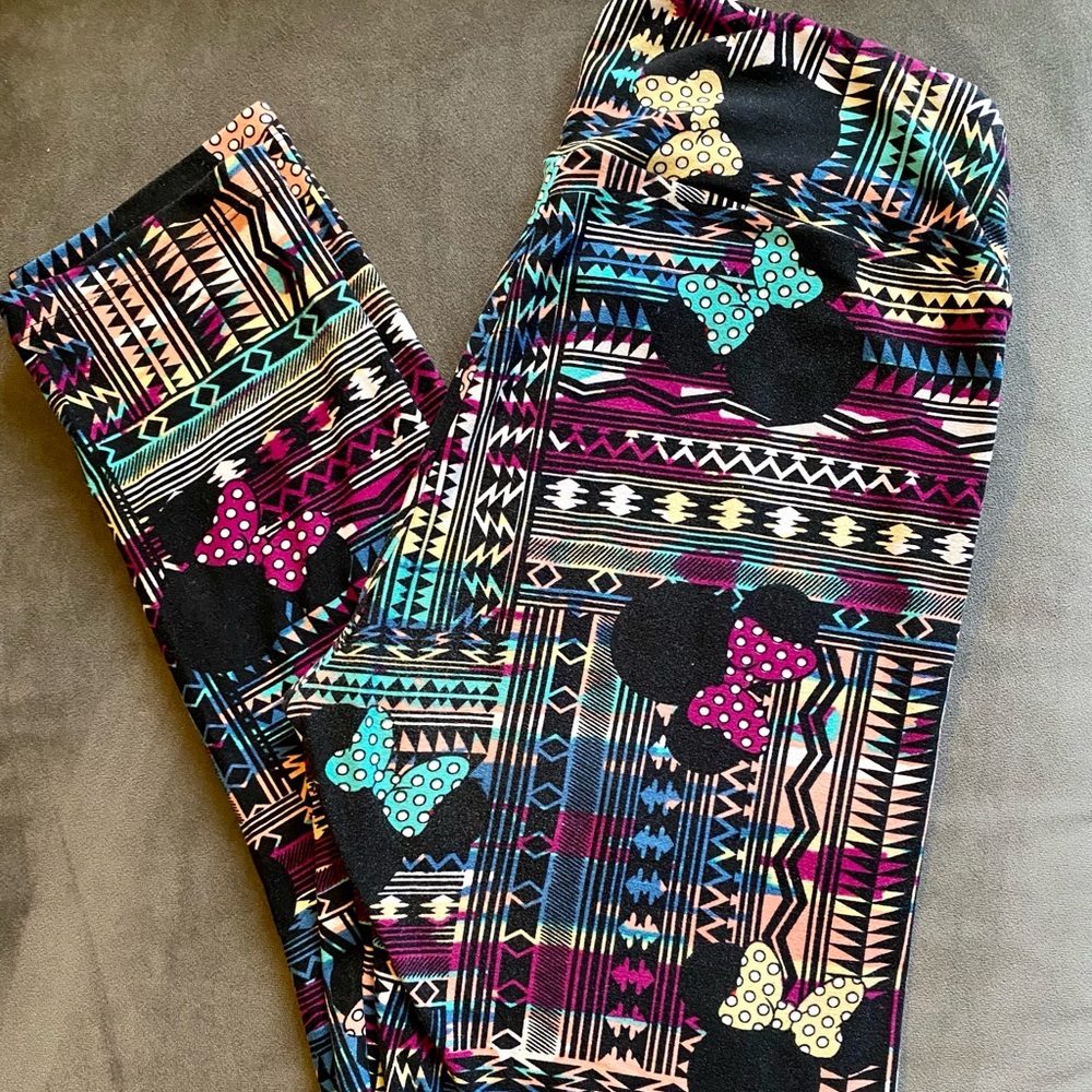 EUC LuLaRoe Minnie Mouse Tribal Leggings One Size